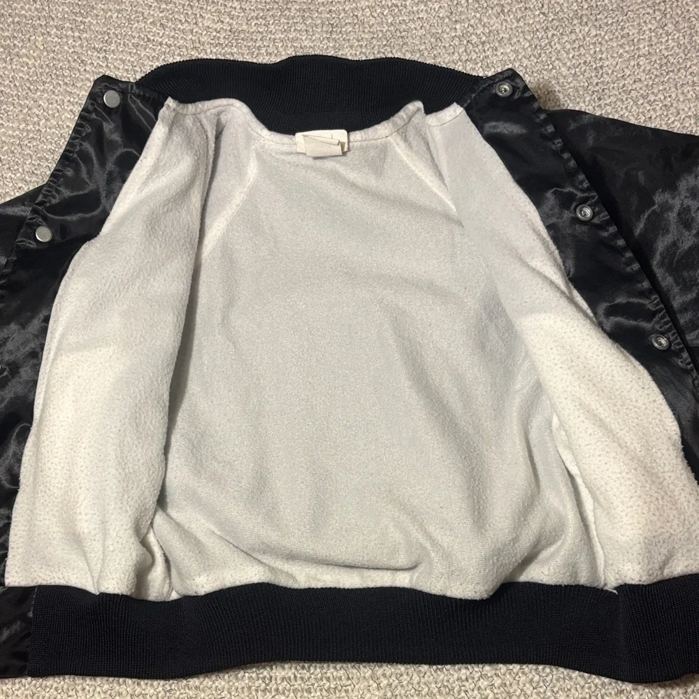 Vintage Batman Logo Black Kids Satin Bomber Jacket